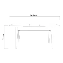 Table extensible effet noyer avec rangement 130-165 cm ORINA