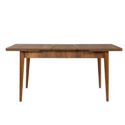 Table extensible effet noyer avec rangement 130-165 cm ORINA