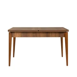Table extensible effet noyer avec rangement 130-165 cm ORINA