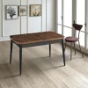 Table extensible effet noyer, pieds noirs 132-170 cm LUNOR
