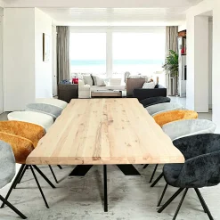 Table extensible en chêne blanc avec bords naturels 300 cm PALERME