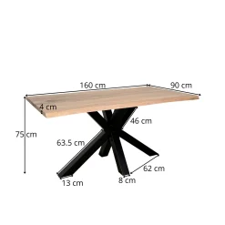 Table extensible en chêne blanc bords naturels 160 cm ETNA