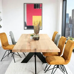 Table extensible en chêne blanc avec bords naturels 240 cm PALERME