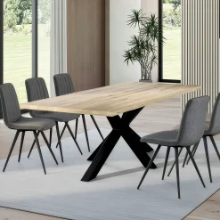 Table extensible en chêne blanc bords naturels 240 cm ETNA