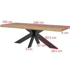 Table extensible en chêne huilé avec bords naturels 240 cm PALERME