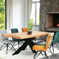 Table extensible en chêne huilé avec bords naturels 200 cm PALERME