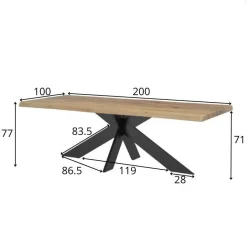 Table extensible en chêne huilé avec bords naturels 200 cm PALERME