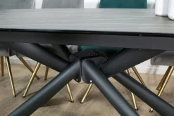 Table extensible en céramique noire marbrée oblongue 180-280 cm LOMBARDIE