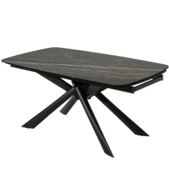 Table extensible en céramique noire marbrée oblongue 180-280 cm LOMBARDIE