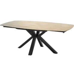 Table extensible en céramique forme ovale effet bois 140-200 cm LOMBARDIE