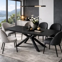 Table extensible en céramique marbrée noire 160-240 cm ORIS