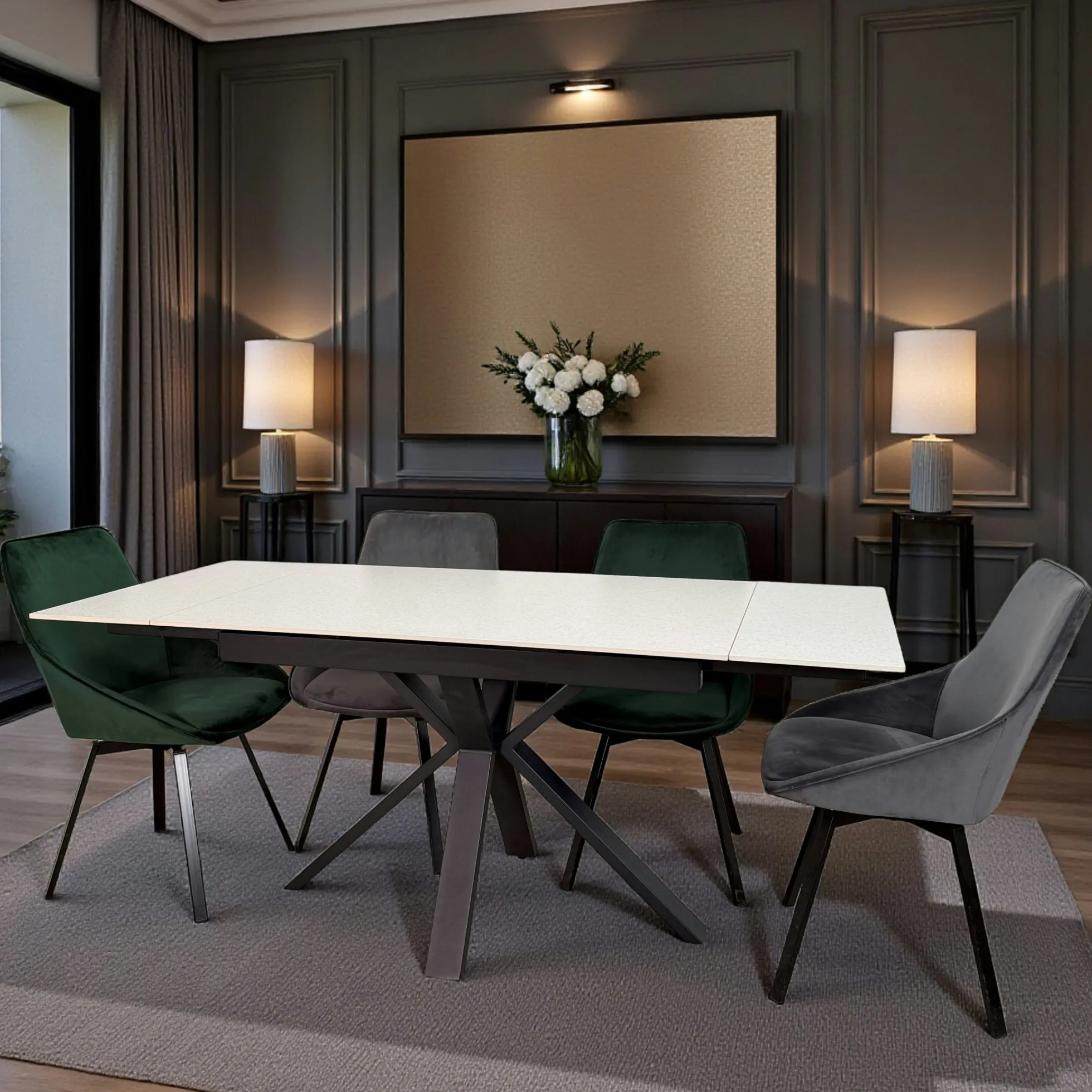 Table extensible en céramique effet terrazzo 120-180 cm VICO