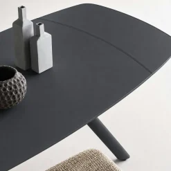 Table extensible en verre gris sombre 140-210 cm ALBA