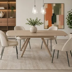 Table extensible en verre marron clair 140-210 cm ALBA