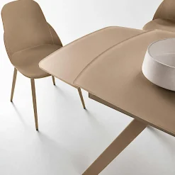 Table extensible en verre marron clair 140-210 cm ALBA