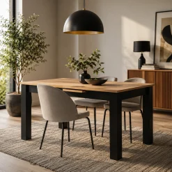 Table extensible moderne style loft 125-165 cm ALVA