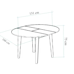 Table extensible ronde effet noyer pieds noirs Ø100-131 cm ARDEN