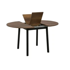 Table extensible ronde effet noyer pieds noirs Ø100-131 cm ARDEN