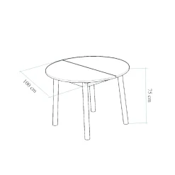 Table extensible ronde effet noyer pieds noirs Ø100-131 cm ARDEN