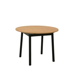 Table extensible ronde effet chêne pieds noirs Ø100-131 cm ARDEN
