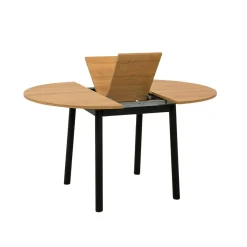 Table extensible ronde effet chêne pieds noirs Ø100-131 cm ARDEN