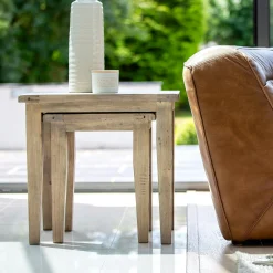 Table gigogne bois recyclé clair SALERNE