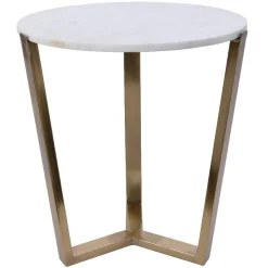 Table gigogne en marbre blanc (2 pièces)