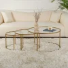 Table gigogne en verre - cadre doré (lot de 3) ⌀80 cm TULUM