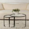 Table gigogne en verre - cadre noir (lot de 2) ⌀60 cm TULUM