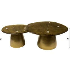 Table gigogne en verre – finition antique dorée (lot de 2) LAGUNA