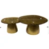 Table gigogne en verre – finition cuivre antique (lot de 2) LAGUNA