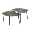 Table gigogne organique – brun bronze, forme libre (lot de 2) RALF