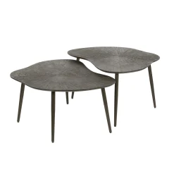 Table gigogne organique – brun bronze, forme libre (lot de 2) RALF