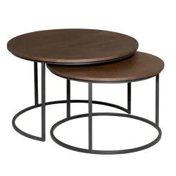 Table gigogne ronde en bois brun (lot de 2) CORTINA