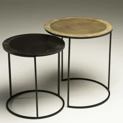 Table gigogne ronde noir et or (lot de 2) ZALA