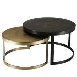Table gigogne ronde noir et or ruban (lot de 2) ZALA