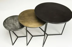 Table gigogne ronde noir or argent (lot de 3) ZALA