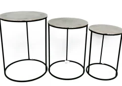 Table gigogne ronde plateau argenté (lot de 3)