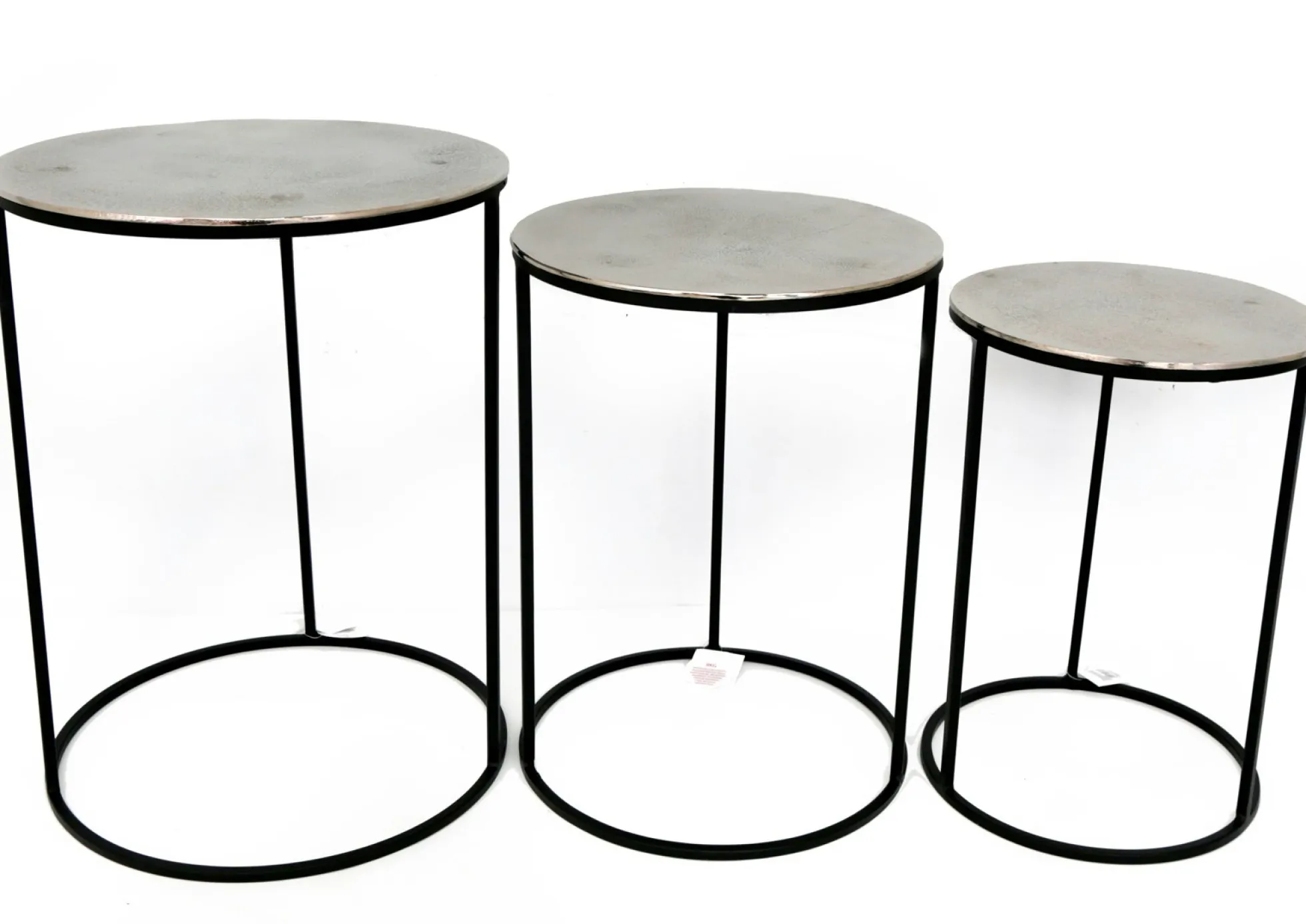 Table gigogne ronde plateau argenté (lot de 3)