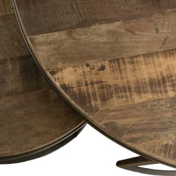 Table gigogne ronde teck recyclé (2 pièces) SWING