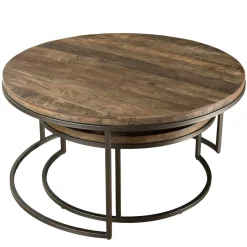 Table gigogne ronde teck recyclé (2 pièces) SWING