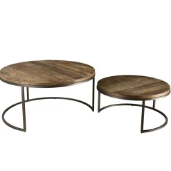 Table gigogne ronde teck recyclé (2 pièces) SWING