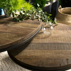 Table gigogne ronde teck recyclé (2 pièces) SWING