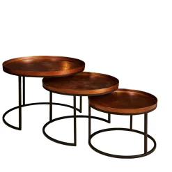Table gigogne salon métal cuivré (lot de 3) KANO