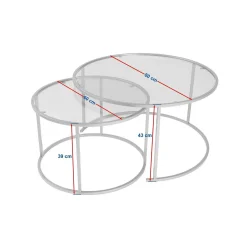 Table gigogne verre ambré - cadre doré (lot de 2) ⌀80 cm TULUM