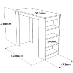 Table haute blanche cuisine avec étagères intégrées MARFA