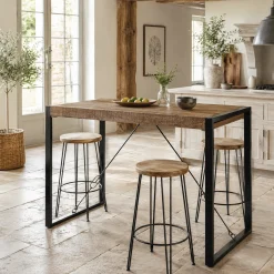 Table haute bois métal à tendeurs 140 cm KARGO