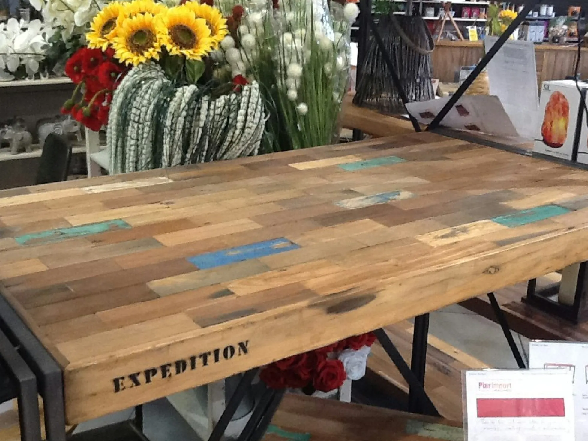 Table mange debout carrée bois recyclé 100x100 CARAVELLE