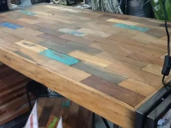Table mange debout rectangle bois recyclé 180x90 CARAVELLE