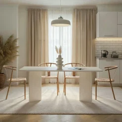 Table à manger blanche bords ronds 180 cm MARFA
